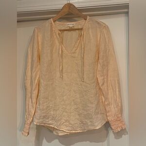 Cloth & Stone by Anthropologie 100% Linen Peach V-Neck Blouse